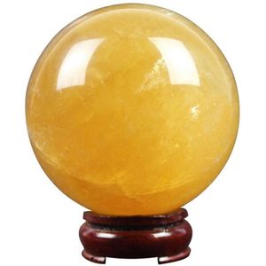 Dekorativa föremål Figurer 1pc Random Natural Yellow Calcite Sphere Crystal Quartz Ball Healing Reiki Stone Home Room Decorati240s
