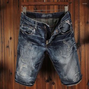 Men's Jeans Ly Summer Fashion High Quality Retro Blue Casual Cotton Ripped Denim Shorts Hombre Vintage Designer Short Men