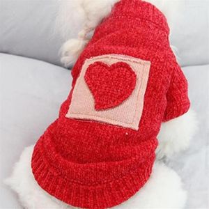 Cão vestuário camisola encantador amor coração padrão amigável à pele 2 pernas inverno quente gato pulôver decoração pet vestido up156h