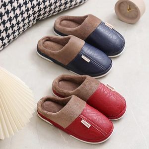 Slippers 2024 الخريف والشتاء PU Lint Women's Warm in Home Indoor Girl's Cotton 4458 Summer Hot With Box