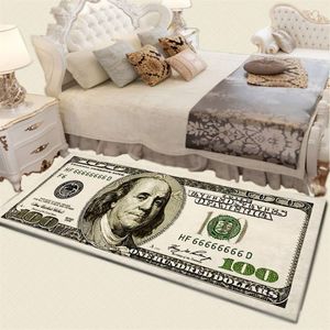 Vintage Valuta Denaro 100 Bill Dollars Pittura Ingresso Zerbino Portico Tappeto Home Living Room Decor Tappeto Rettangolo Coral Fleece Y202596
