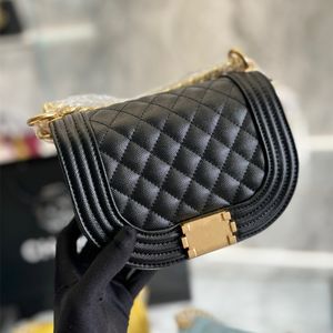 kanał Le Boy 22a Siode Bag skórzane torby na ramię Lether Black Women Diamond Knit Portfel Cross Body Portfel Vintage Luksusowe