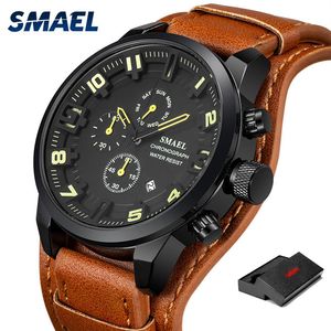 Casual Sport Watches Mens Luxury Military Leather Waterproof Watch Man Clock SL-9076 Fashion Wristwatch Relogio Masculino241w