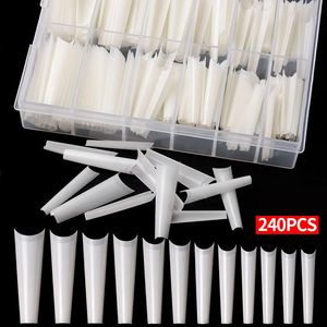 False Nails 240pcs/box XXL Coffin Nail Tips Half Cover Extra Long C Curve Acrylic Extension System False Nails Fake Tips Manicure Tools 231121