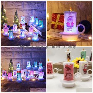 Mumlar Noel LED Gece Işıkları Noel Baba Kardan Adam Mum Taşınabilir Alevsiz Merry Ev Offi