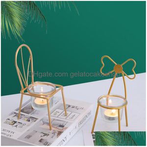 Candle Holders Iron Chair Shaped Holder Ins Wedding Romantic Table Stand Props Tealight Black Gold Home Decoration Drop Delivery Gard Dhisu