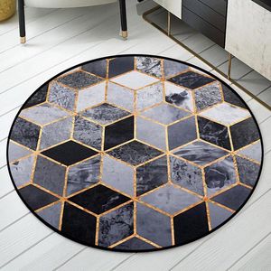 Tapetes de carpete decoração de carpete salão geométrico linha de ouro tapetes de piso quarto de estar cadeira de cesta pendurada redonda não deslizamento