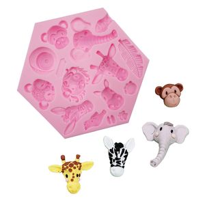 Stampi da forno Stampo per fondente Cartone animato Animale Leone Scimmia Elefante Stampo per cioccolato Torta fondente Cottura Stampo in silicone Accessori per la cottura 230421