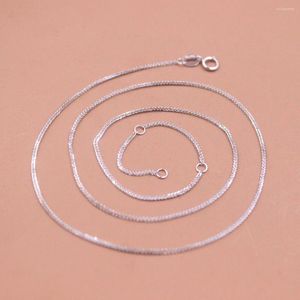 Pendants Real Pure 18K White Gold Necklace Women 1mm Width Wheat Link Chain 16-17-18inch With Adjust Circle Length Stamp Au750