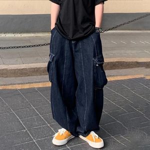 Erkek Kot Japon Retro Gevşek Büyük Cep UNISEX 2023 Sonbahar İş Giysesi Trendi Çok yönlü geniş pantolon uzun çiftler