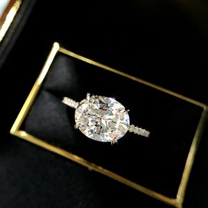 Owalny cięty 3CT Moissanite Diamond Pierścień 100% Real 925 Srebrny Party Wedding Pierścienie dla kobiet Za zaręczyn