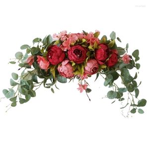 Dekorative Blumen, 76,2 cm, Hochzeit, künstliche Pfingstrose mit grünen Blättern, handgefertigter Hintergrund, Tischläufer, Herzstück, Girlande