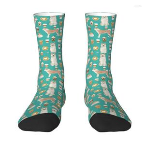 Meias masculinas Akita Inu Coffee Pattern Tripulação masculina UNISSISEX ROVA DE PRIMENTO 3D Vestido de cachorro japonês