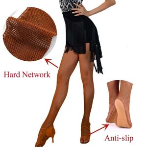 Plus-storlek Fishnet Tights Professional Multi-Layer Waving Hard Network strumpbyxor för Ballroom Latin Dance Women Sexiga strumpor