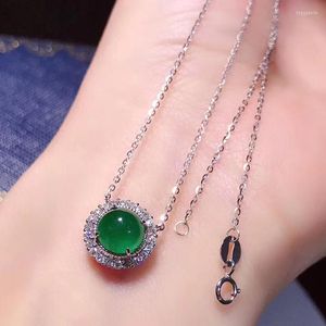 Hänge halsband stilgrupp uppsättning med zirkonimitation grön jade chalcedon agate kvinnors koreanska krage kedja