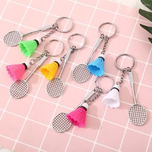 Keychains Creative Badminton Keychain Basketball Football Rugby Key Ring Simple Simulation Sporting Goods Activity Pendant Gift Chains