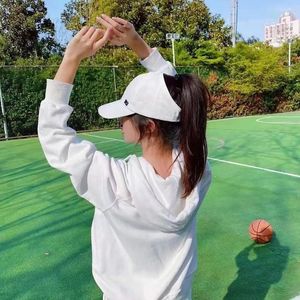 Visors Face Smaller Half Empty Cap Trendy Cotton Letters Embroidery Peaked Hat Adjustable Size Sunscreen Baseball Women Men