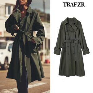 Kopa damski płaszcze Traf Zr Long Elegancki płaszcz Kobieta Y2K w odzieży wierzchniej Windbreaker Jackets 2023 Trend Ladies 231120