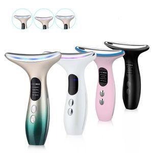 Face Care Devices Neck and face massager anti wrinkle enhancement 3color LED pon therapy skin tightening reduction double chin beauty equipment care 231121