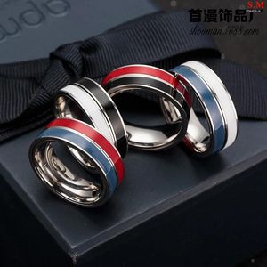 Klusterringar tvåfärgade par ringer rödblå svartvit kontrastfärg roterbar för män underlättar känslor datering smycken grossist