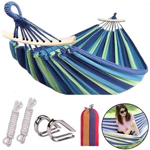 Camp Furniture Hammock Single Or Double Person Canvas Portable Camping Hammocks With Carrying Bag For Home Travel Patio Garden Outdoors