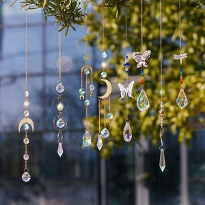 Garden Decorations H D 8pcs Colorful Crystals Suncatcher Prisms Hanging Butterfly Suncatchers for Window Home Rainbow Maker Decoration 230422