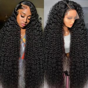 13x4 HD Lace Frontal Wig Brazilian Water Wave Curly Human Hair Wigs For Women Pre Plucked 38 Inch Deep Wave Synthetic Lace Front Wig