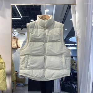 Kvinnors västar 2023 Autumn Winter Women Short Down Cotton Vest Loose Stand Collar Single-Breasted ärmlös Lätt Waistcoat