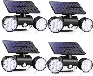 Säkerhetsbelysning Solbelysning utomhus 30 LED med rörelsessensor Dual Head Spotlights IP65 Vattentät för ytterdörrträdgården