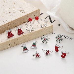 Stud Earrings Tigrade 925 Sterling Silver Christmas For Women Girls Xmas Tree Santa Hat Snowflake Cute Earring Gifts