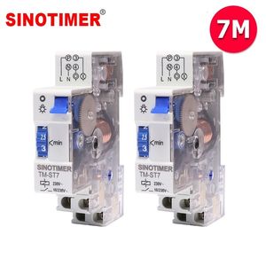 Timers 18mm enkelmodul 20 minuter eller 7 intervall din järnvägs trapptimer switch för belysningstidskontroller 220V AC 230422