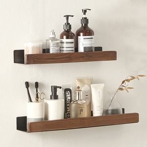 Bathroom Shelves Bathroom Shelf No Drill Organizer Shower Storage Rack Solid Wood Corner Shelves Wall Mounted Toilet Shampoo Holder 230422