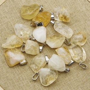 Anhänger Halsketten Naturstein Topas Poliert Unregelmäßige Mineral Heilung Halskette Reiki Charme DIY Schmuck Zubehör Geschenk Großhandel 24 Stücke