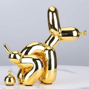 Criativo cocô cão animais estátua agachamento balão arte escultura artesanato decorações de mesa ornamentos resina decoração para casa acessórios 210804269b