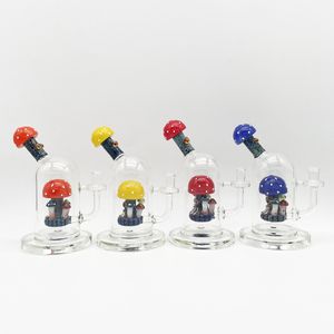 8inch cololrrful Mushroom Glass Bong Indian Color Water Pipe Ghookah 14mmのボウルとクォーツバンガーとの女性の関節