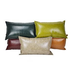 Pillow 4 Sizes Pillow Cover PU Leather Cushion Cover Solid Color Pillowcase for Home el Decorative Sofa Car Throw Waist Pillow Cover 231122