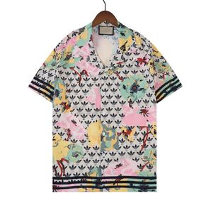 Sıradan gömlek palmiye moda gömlek tişört tasarımcısı kısa kollu mektup.#197