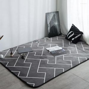 Carpets European Geometric Thickening Flannel Art Carpet For A Living Room Bedroom Non-Slip Floor Mat Mode Kitchen Area