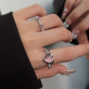 Anéis de casal Rings Rings Promova Anéis Doce Brambles Opal Love Pink Diamond Ring Feminino Studentity Individualidade Nicho de nicho de design Anel de abertura