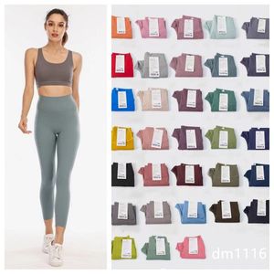 Yoga-Kleidung LL Yoga-Hose mit hoher Taille, Damen, Push-up-Fitness-Leggings, weiche, elastische Hüftlift-T-förmige Sporthose, Lauftraining, Damen, 34 Farben