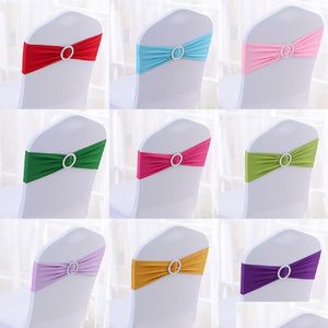 Sashes 10Pcs El Elastic Chair Er Decorative Buckle Banquet Hoop Belt Back Bow Stream Drop Delivery Home Garden Textiles Covers Dhpza