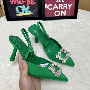 Dress Shoes Pearl Buckle Women high heels shoes 2023 Summer New Fashion Mules Pointed Brand Designer Wedding Dress sandals for female