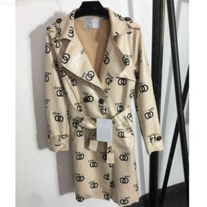 Women's Trench Coats Latest Design Women Leather Trench Coat Dress Cc Printing Long Jackers Pu Chen Brand Belt Waist Slimming Womens Designer Clothes Wholesale C1