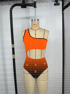 En bit baddräkter Gradient Orange Female badkläder Kvinnor Designer Bodysuits Damer Badkläder Vacation Beach Volleyball Bodysuit