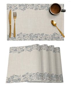 Masa Paspasları Floral Basit Etnik Stil Placemat Yemek Sofra Sofrası 4/6pcs Mutfak Diski Mat Pad Sayacı Üst Ev Dekorasyon