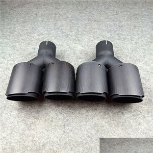 Muffler İki PC AKRAPOVIC Çift Egzoz Uçları Karbon fiber ekle Siyah paslanmaz çelik egzozlar uç borular Damal Dağıtım cep telefonları motosiklet dh1qe