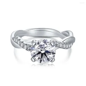 Cluster Rings S925 Sterling Silver Eight Heart Arrow Flash Diamond Imitation Zircon Fried Dough Twists Engagement Ring Female