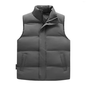 Mäns västar Autumn Winter Fashion Coats Thicken Stand Collar Slim Fit Cotton Vest Jackest Sleeveless Solid Color M-5XL