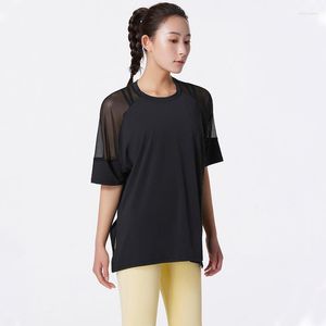 Aktif Gömlekler Cop Top Women Bolgy T Extender Fitness Tee Shirt Sport Femme Hızlı Kuru Egzersiz Günlük Örgü Kısa Kollu Ceket