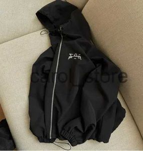 Herrtröjor tröjor y2k mode hooded topp Men's harajuku Simple Letter Print Zipper Jacket Hip-Hop Street Black Sports Par Casual Loose Hoodie J231121